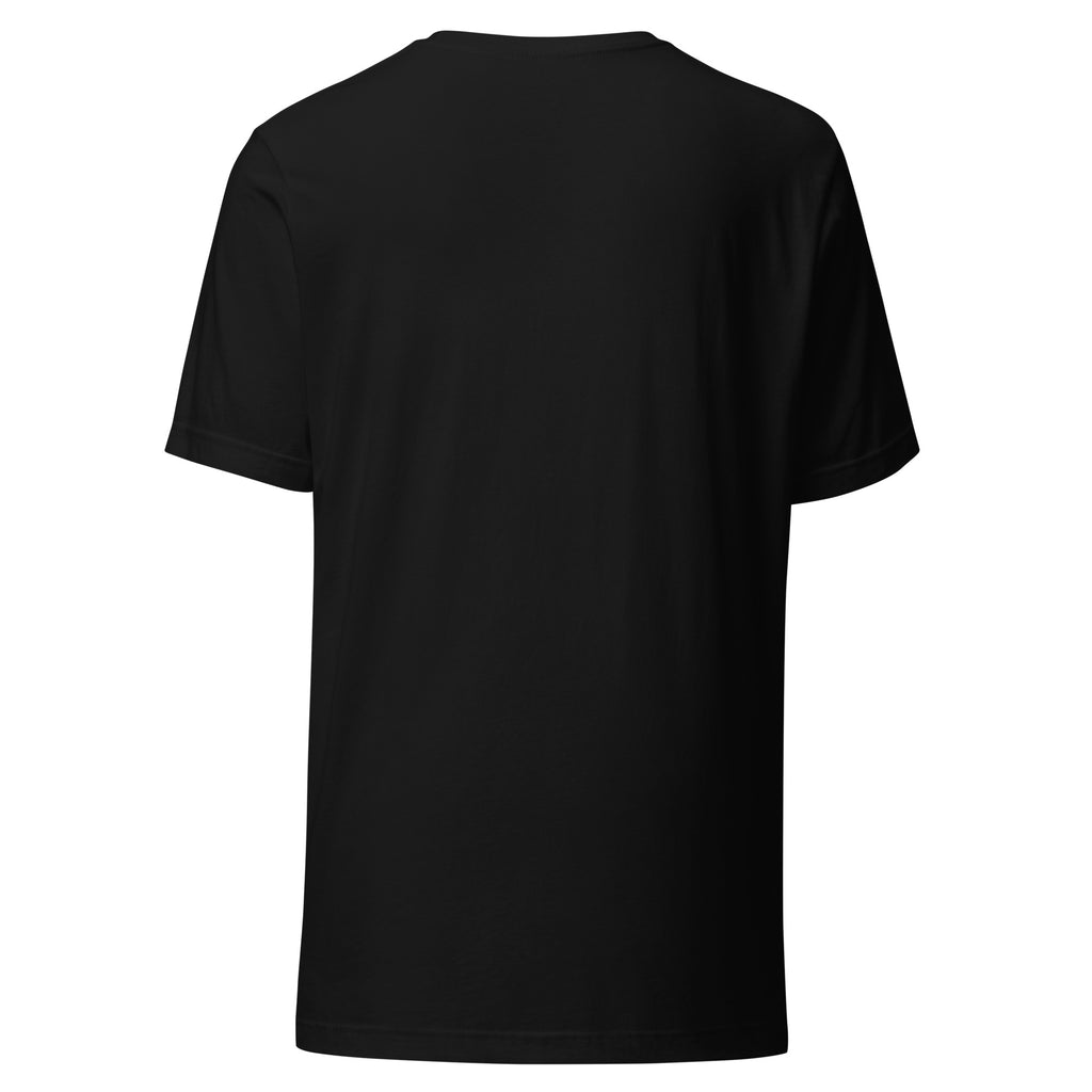 Black Joy to the World Christmas tee, back view