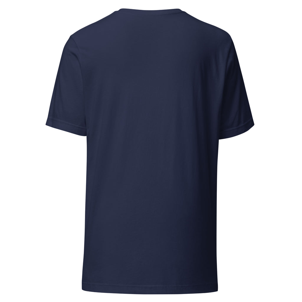 Back of the plain navy Hold the Strait tee
